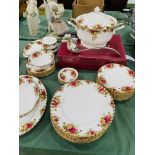 Royal Albert "Old Country Roses" part dinner service, plus large covered soup tureen