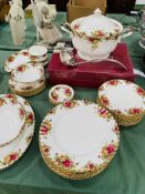 Royal Albert "Old Country Roses" part dinner service, plus large covered soup tureen