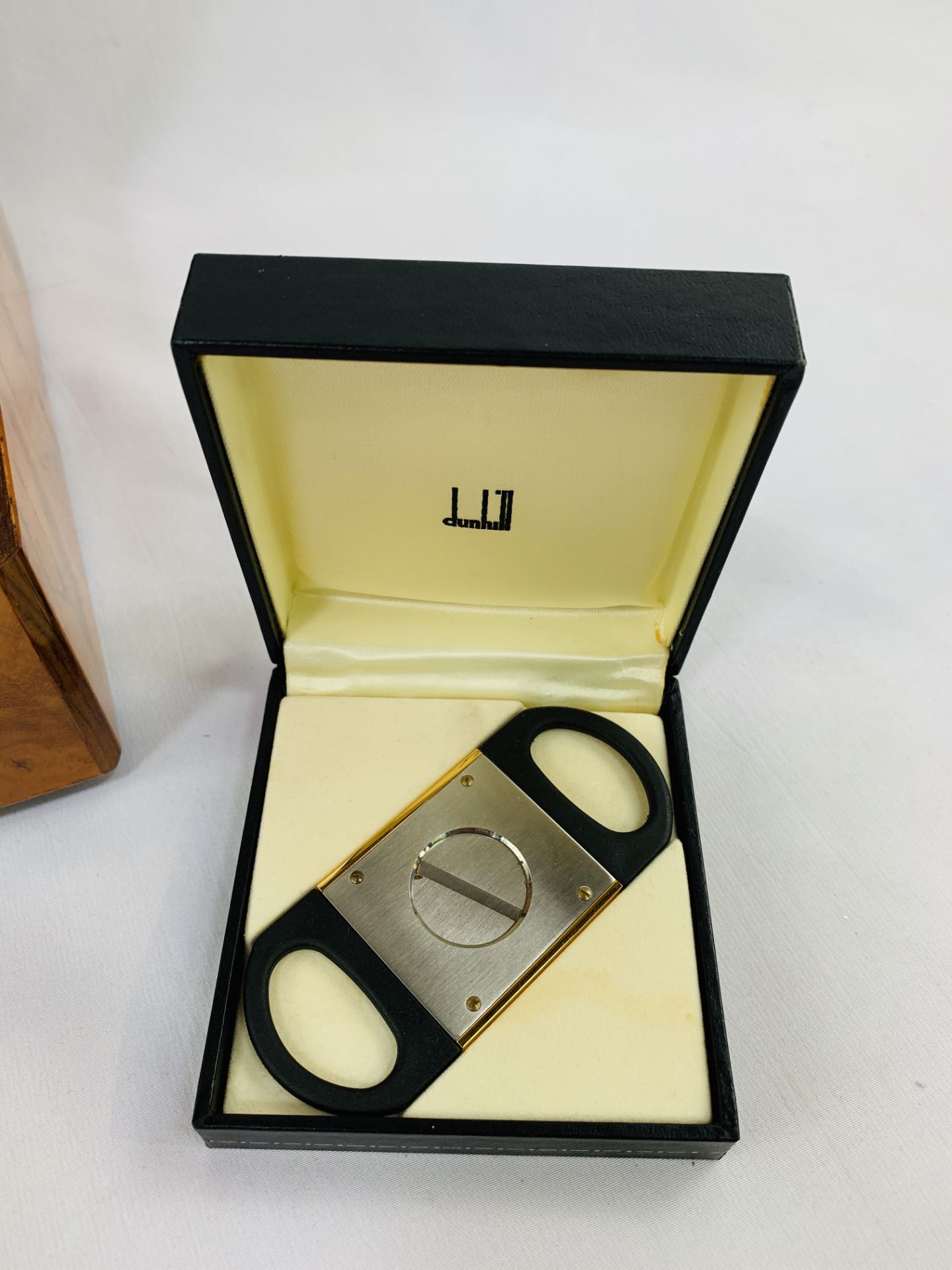 Lancel of Paris Humidor, Dunhill cigar cutter, 12 Habana Montecristo cigars - Image 3 of 3