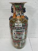 Large hand painted Chinese vase, Famille Rose design, 122cms.