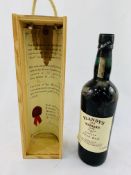 Blandy's Madeira Wine Vintage 1954 Bual in a wooden case with certificate.