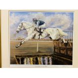 A framed limited edition print (no glass) of Desert Orchid, and framed and glazed cigarette cards