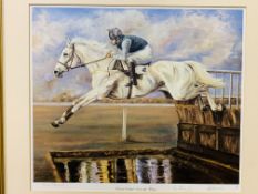 A framed limited edition print (no glass) of Desert Orchid, and framed and glazed cigarette cards