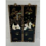 Two Chinese ebonised and mother of pearl panels.