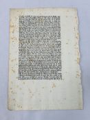 William Caxton, one leaf printed circa 1482 by England's first printer.