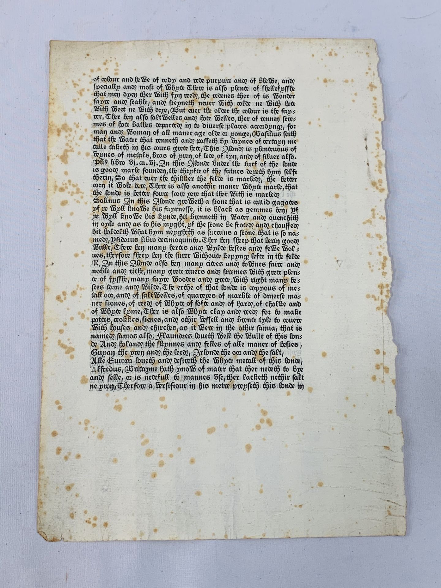 William Caxton, one leaf printed circa 1482 by England's first printer.