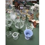 Clarinbridge County Galway Irish lead crystal dish; Wedgwood blue Jasper ware vase & other items.