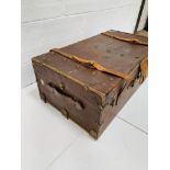 Brass and leather mounted trunk by Finnigans