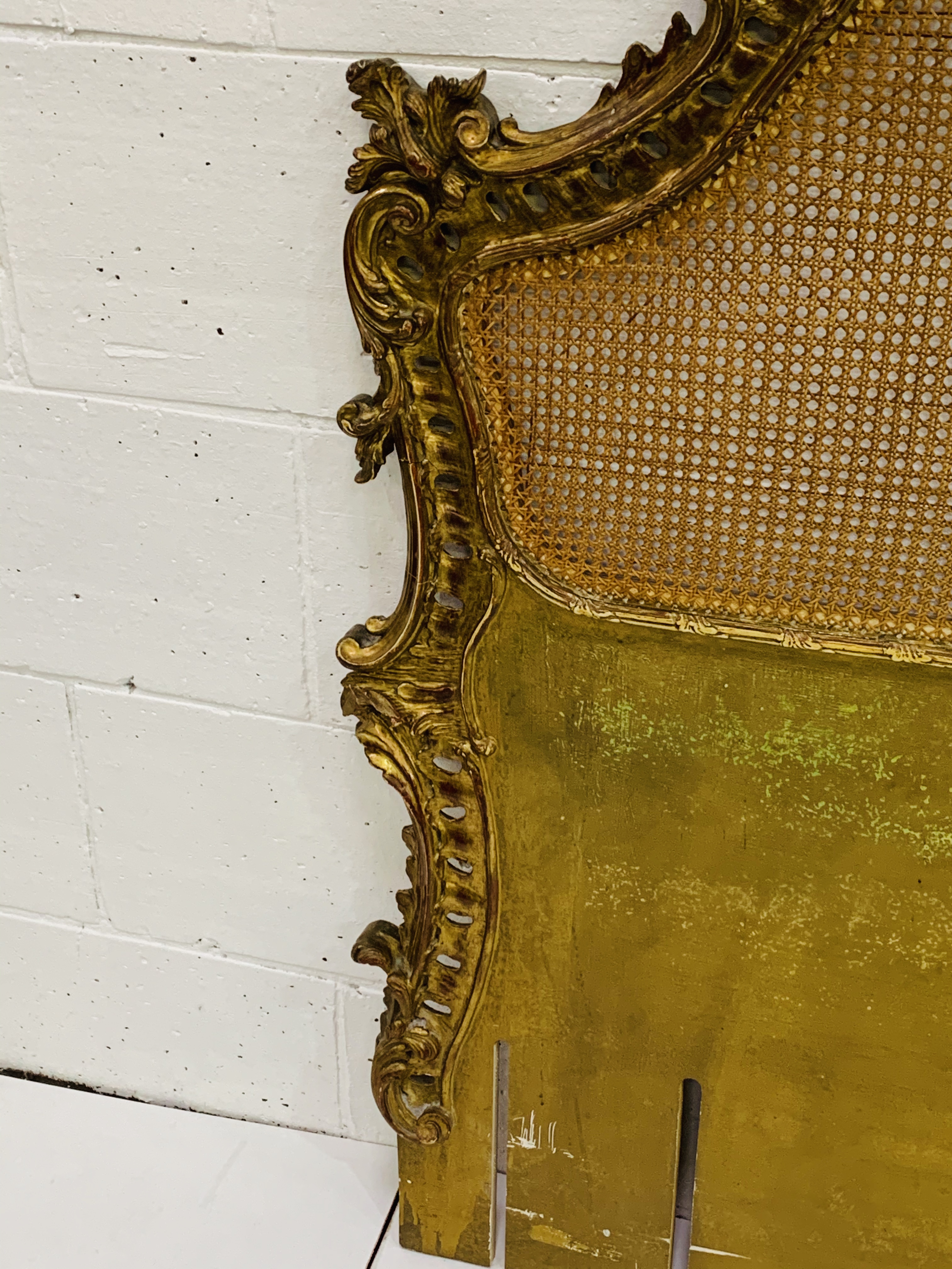 French headboard with cane panel and ornate gilt surround. 130 x 143cms. - Image 4 of 6