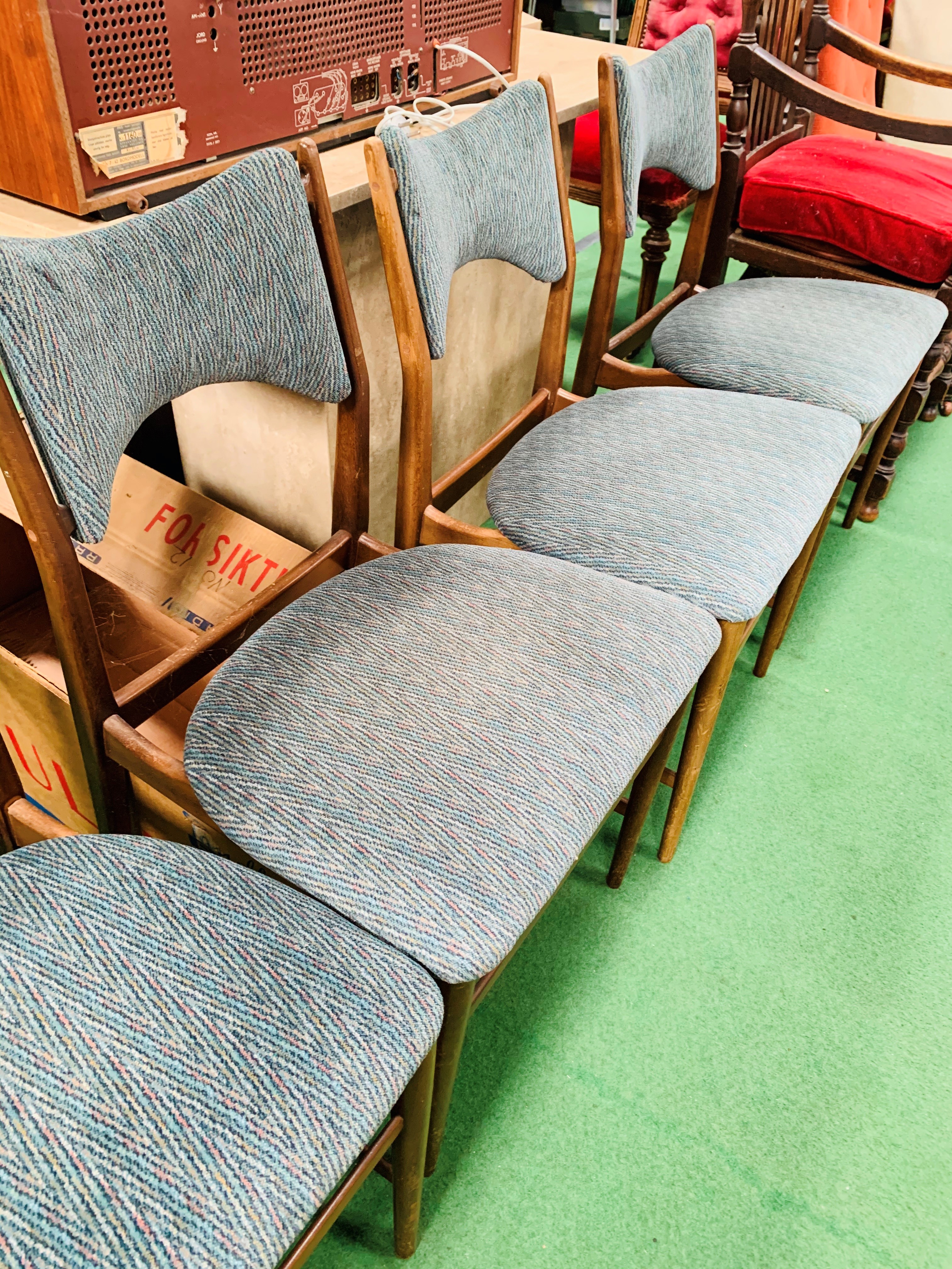 Six 1950's style upholstered dining chairs by Everest. - Image 2 of 5