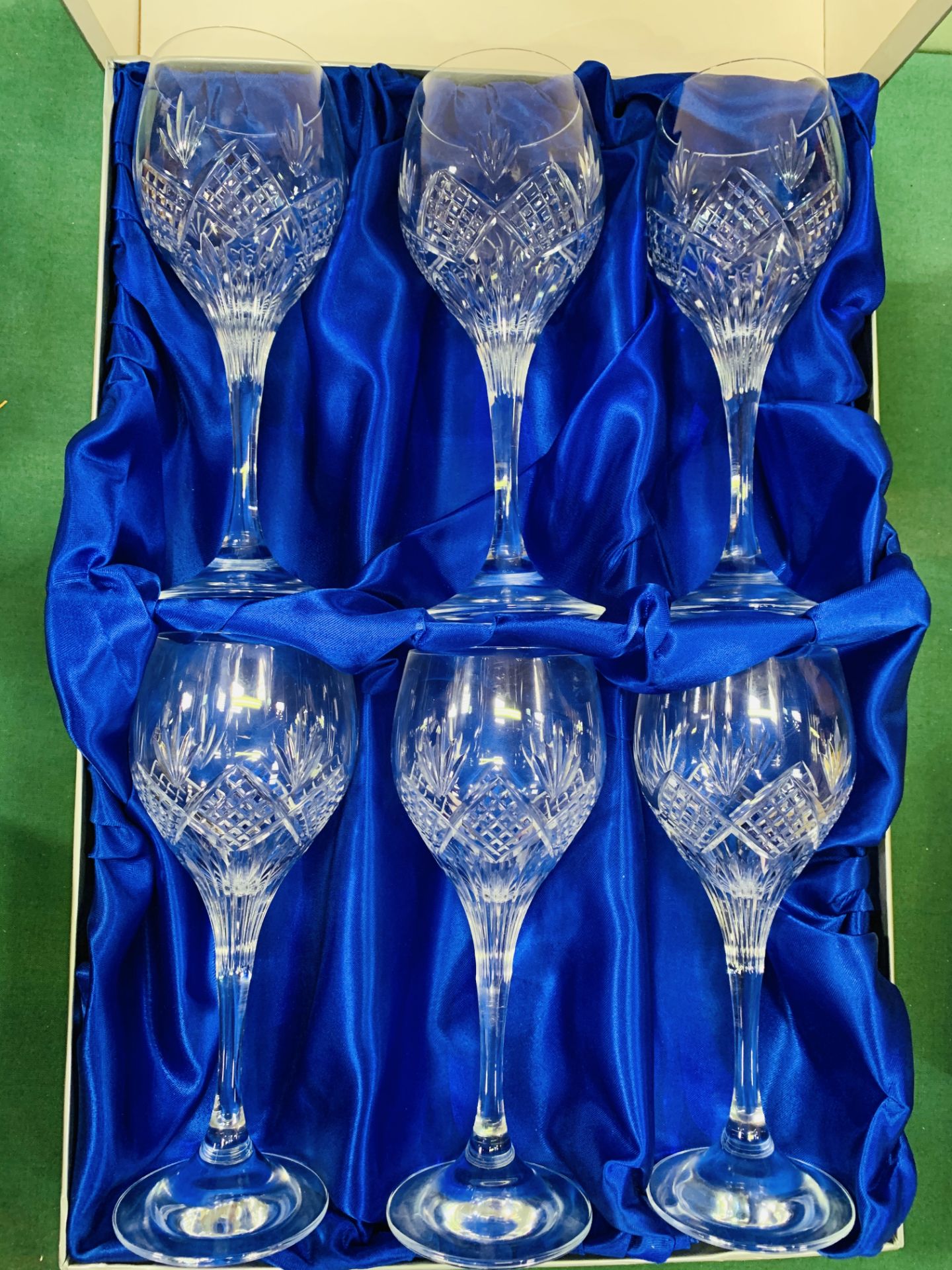 Box of 6 Schott Cristal hock glasses.