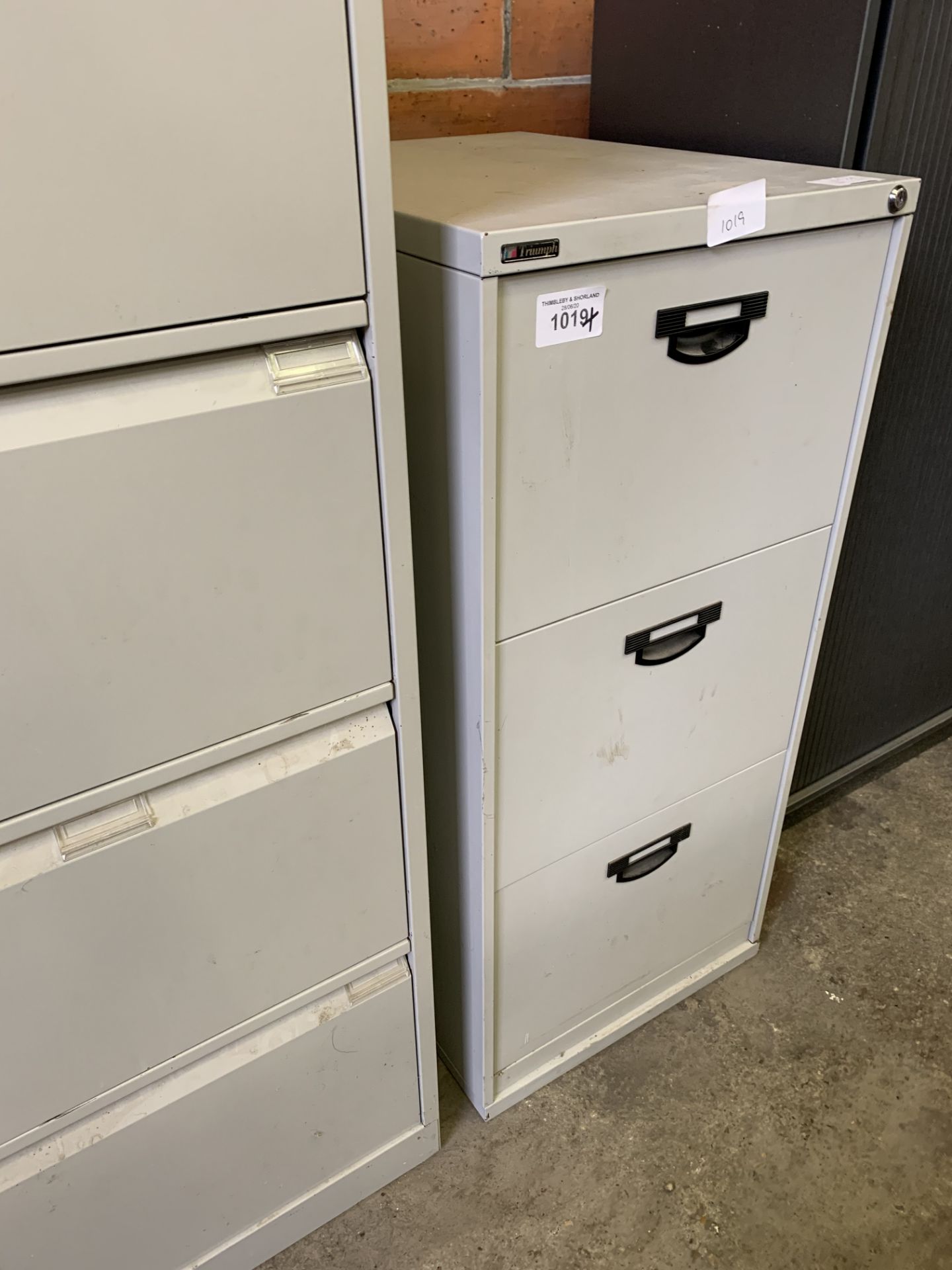 Two Bisley and a Triumph filing cabinet.