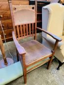 Oak framed open armchair