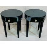 Two contemporary smoked glass bedside tables with mirror finish