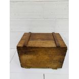 Hardwood chest with rising lid. 69 x 46 x 49cms.