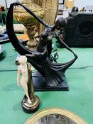 Art Nouveau-style table lamp with dancing lady 36cms, with Art Nouveau figure F Preiss and a mirror.