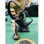 Art Nouveau-style table lamp with dancing lady 36cms, with Art Nouveau figure F Preiss and a mirror.