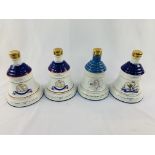 Four 75cl Bells Whisky porcelain decanters