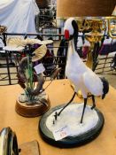Royal Mint Japanese Crane figurine by Carl W Regutti, 44cms; together with Border Fine Arts Otters