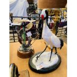 Royal Mint Japanese Crane figurine by Carl W Regutti, 44cms; together with Border Fine Arts Otters