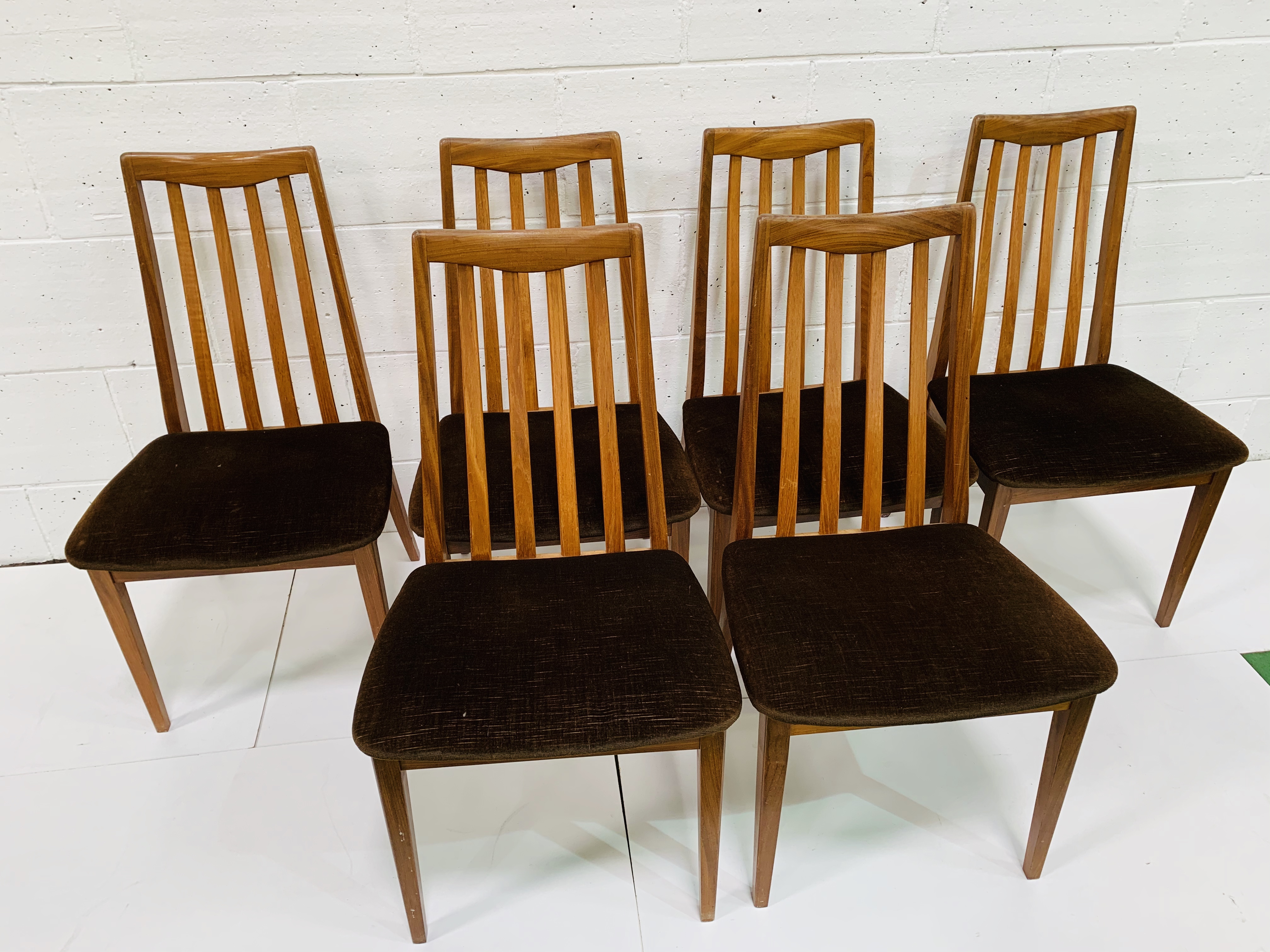 Set of 6 no. 1950's G Plan chairs with rail backs