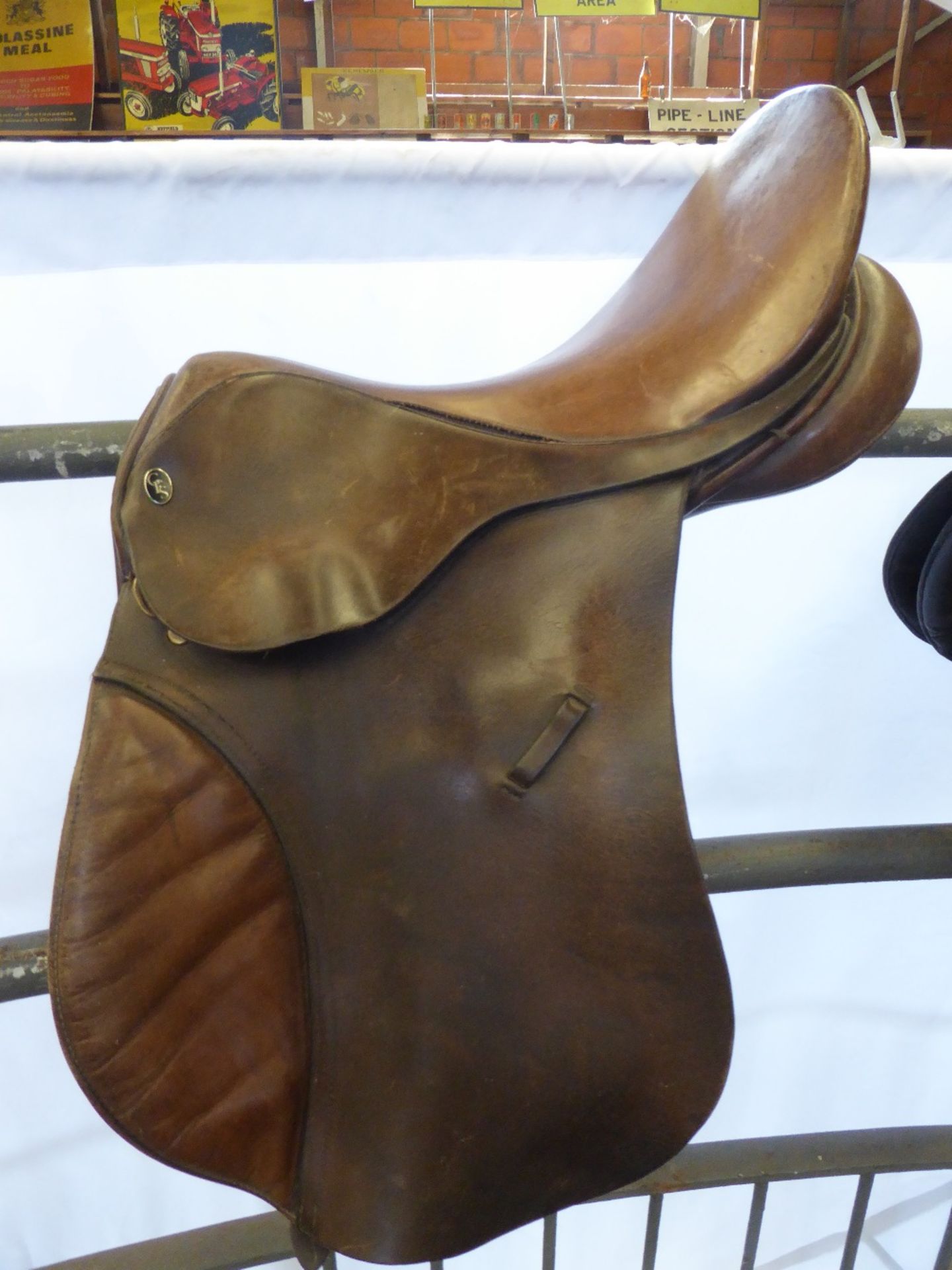 17ins brown GP saddle by GFS, medium fit; stitching needs repairing - carries VAT