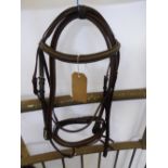 Full size brown leather bridle with rubber reins - carries VAT