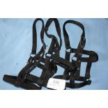 3 x black mini pony headcollars