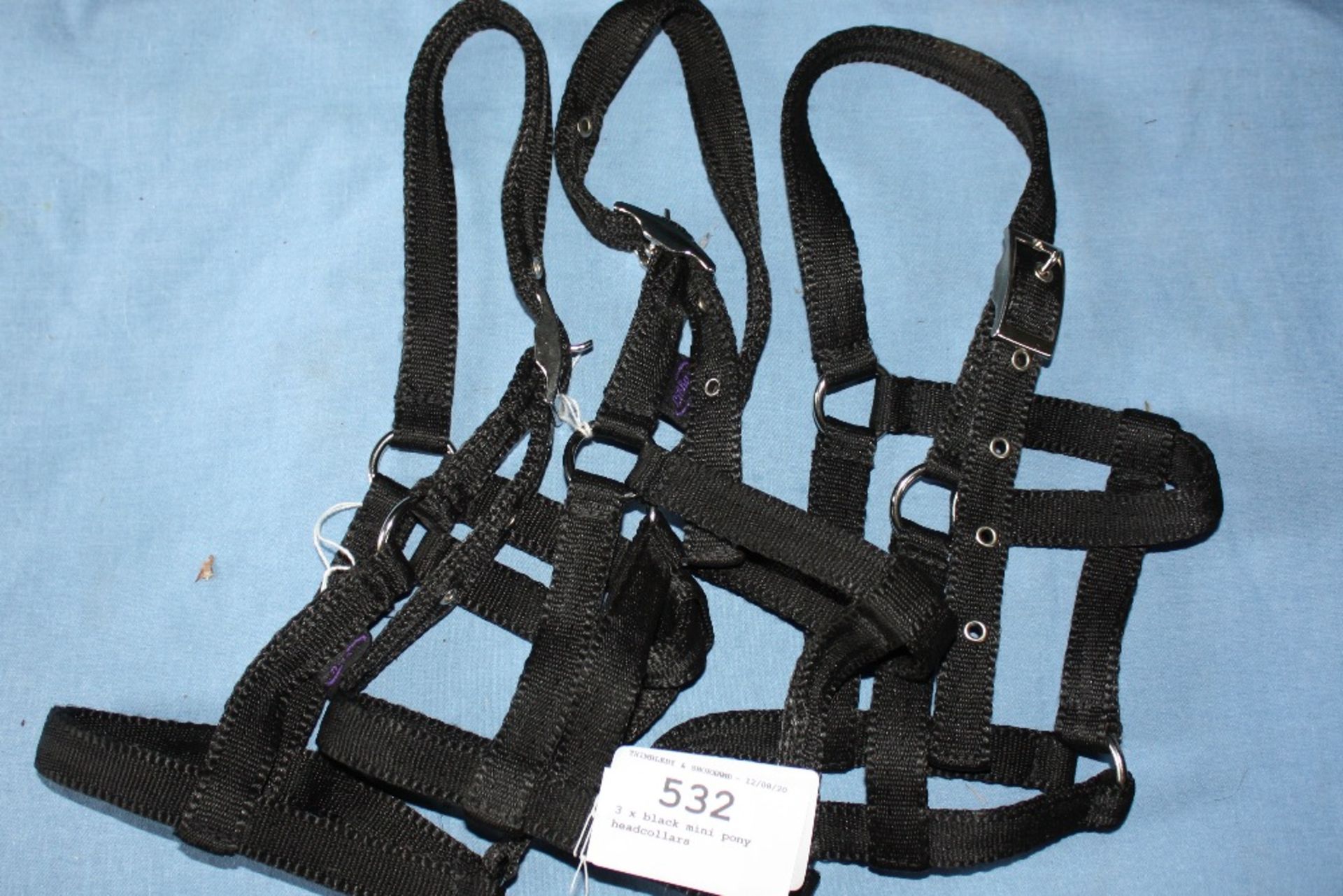 3 x black mini pony headcollars