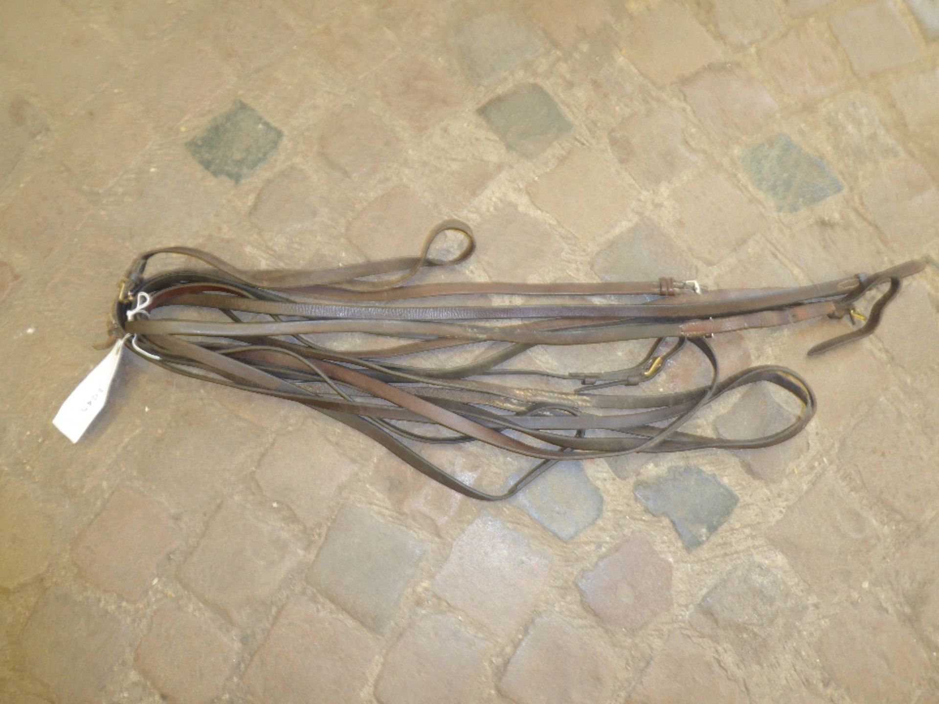 2 pairs of leather driving reins for a large pony