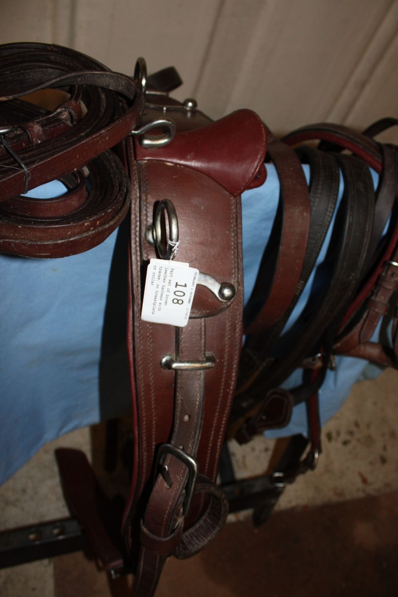 Part set of brown leather harness with traces; no breastplate or collar - Image 2 of 3