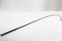 Victorian Dealer's whip dated 1862 with 13 brass ferrules and a stamp of Queen Victoria's head on