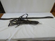 3 drop nose bands, a grackle, a cavesson and pair of stirrup leathers, 62ins long