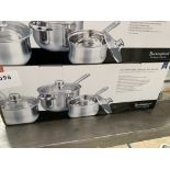 3 x deep saucepans with glass lids.