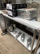 Stainless steel prep table with shelf, 150cms.