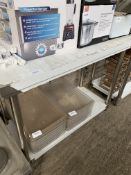 Stainless steel prep table with shelf, 120cms.