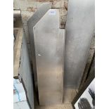 Stainless steel wall shelves with brackets.