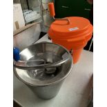 Salad spinner / ricer and stainless steel bucket.