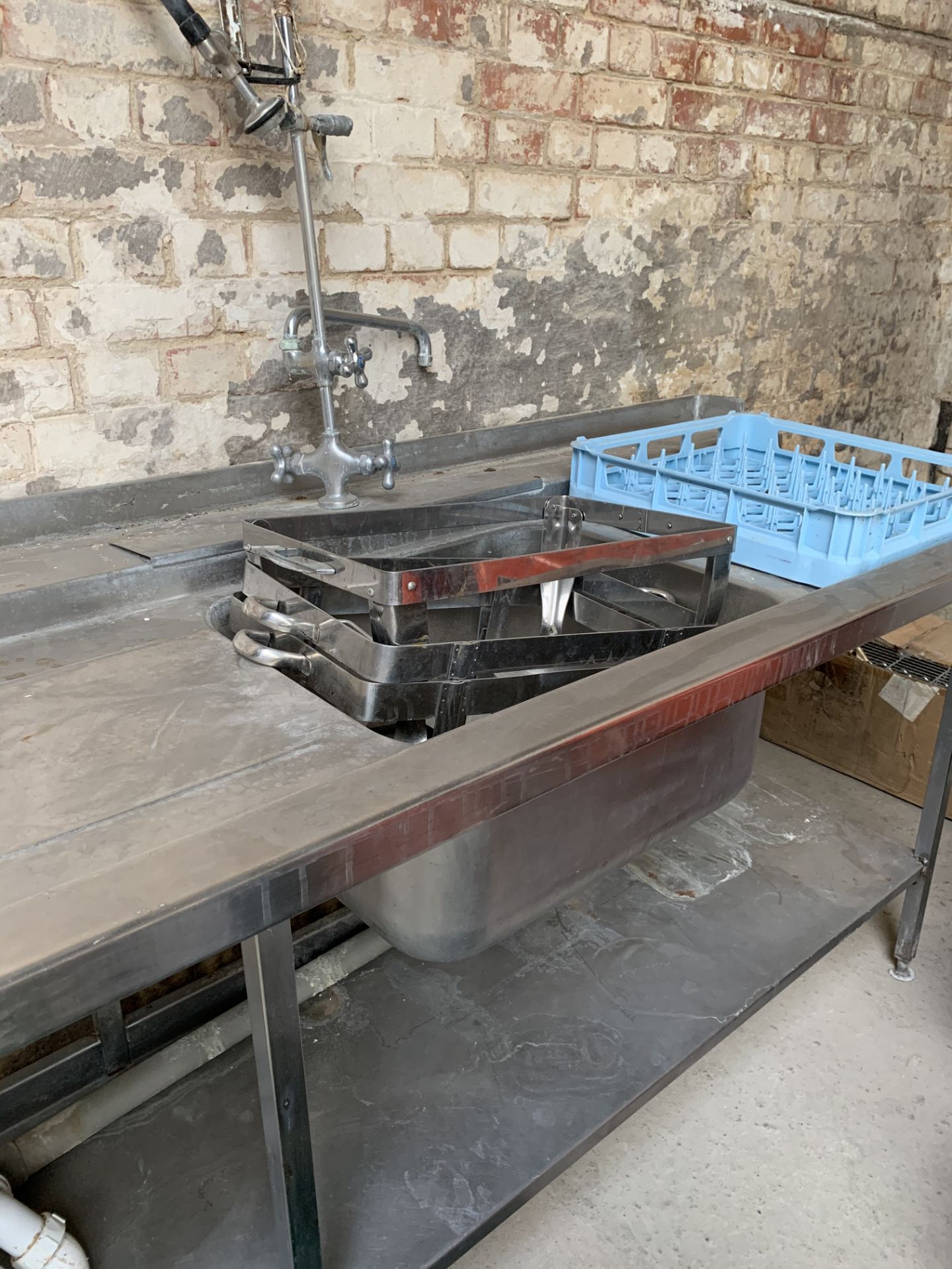 Stainless steel sink and drainer with industrial tap. - Image 2 of 3