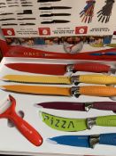 7 piece knife set, multicoloured.