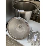 Stainless steel bucket and sink.