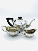 Antique Queen Anne style sterling silver three piece batchelor's tea service.