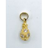 18ct gold pineapple charm pendant set with CZs