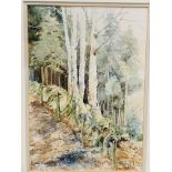 Diane Jarmiker pair of watercolours of woodland and garden