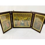 19th century wooden framed Russian Icon, in five glazed panels.