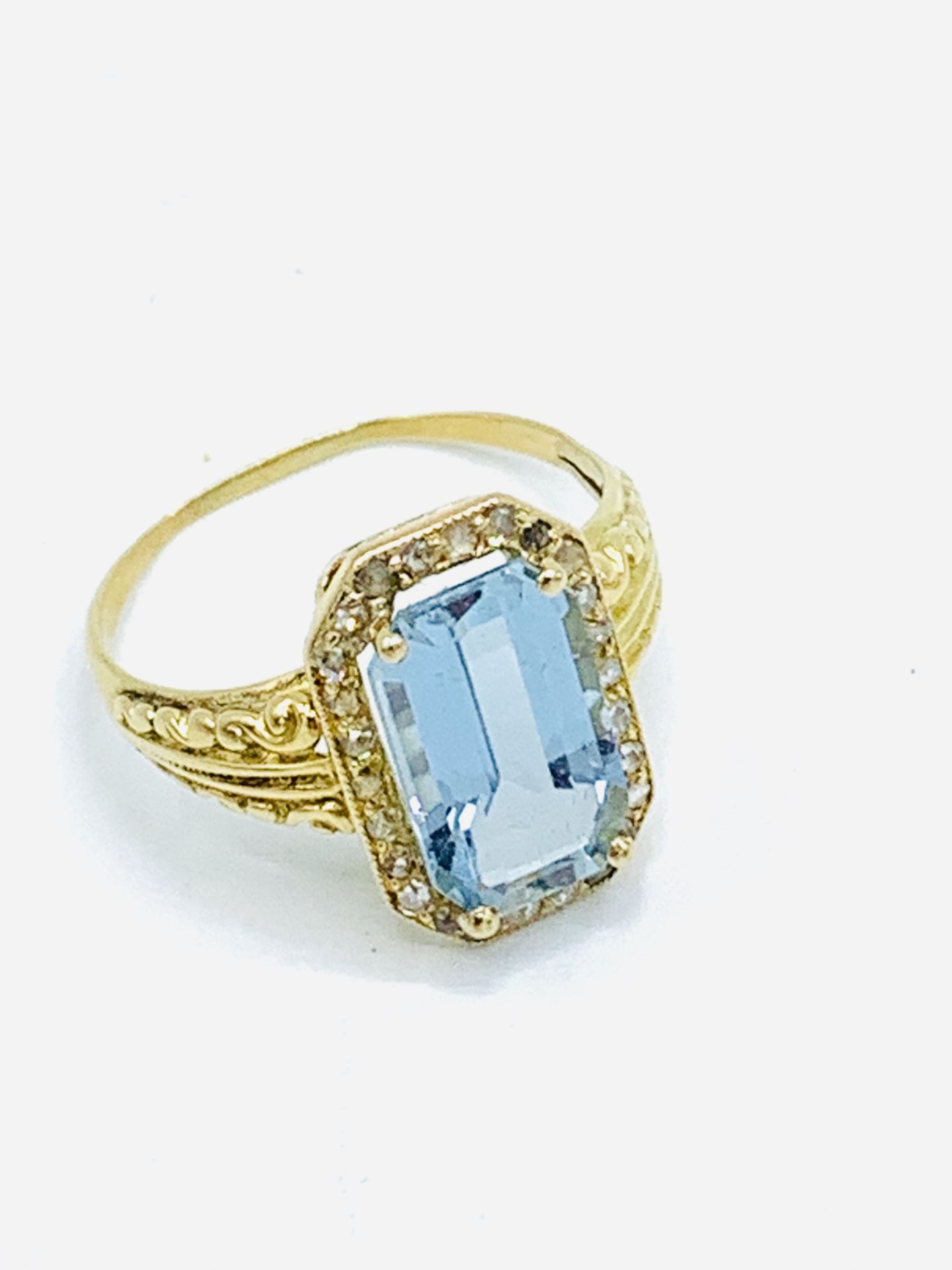 Aquamarine and diamond ring.