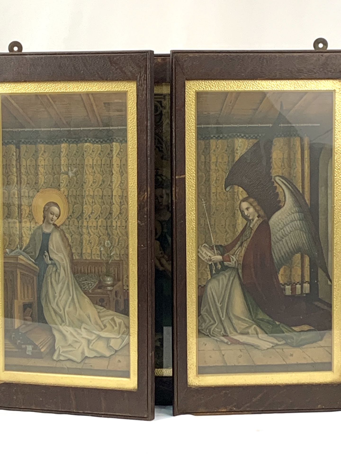 19th century wooden framed Russian Icon, in five glazed panels. - Image 9 of 10