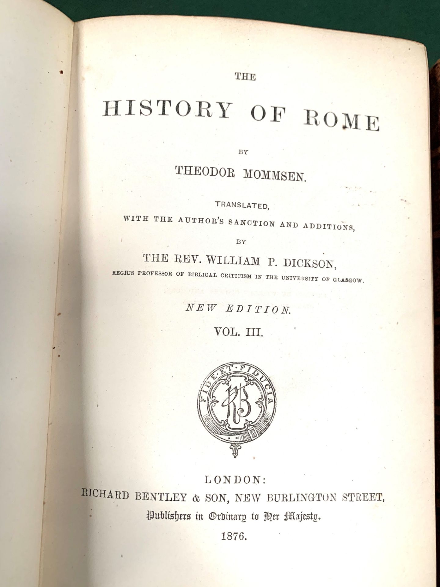 The History of Rome, Theodore Mommsen, 1877, four volume set. - Image 2 of 2