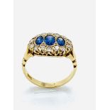 15ct gold, diamond and sapphire ring.