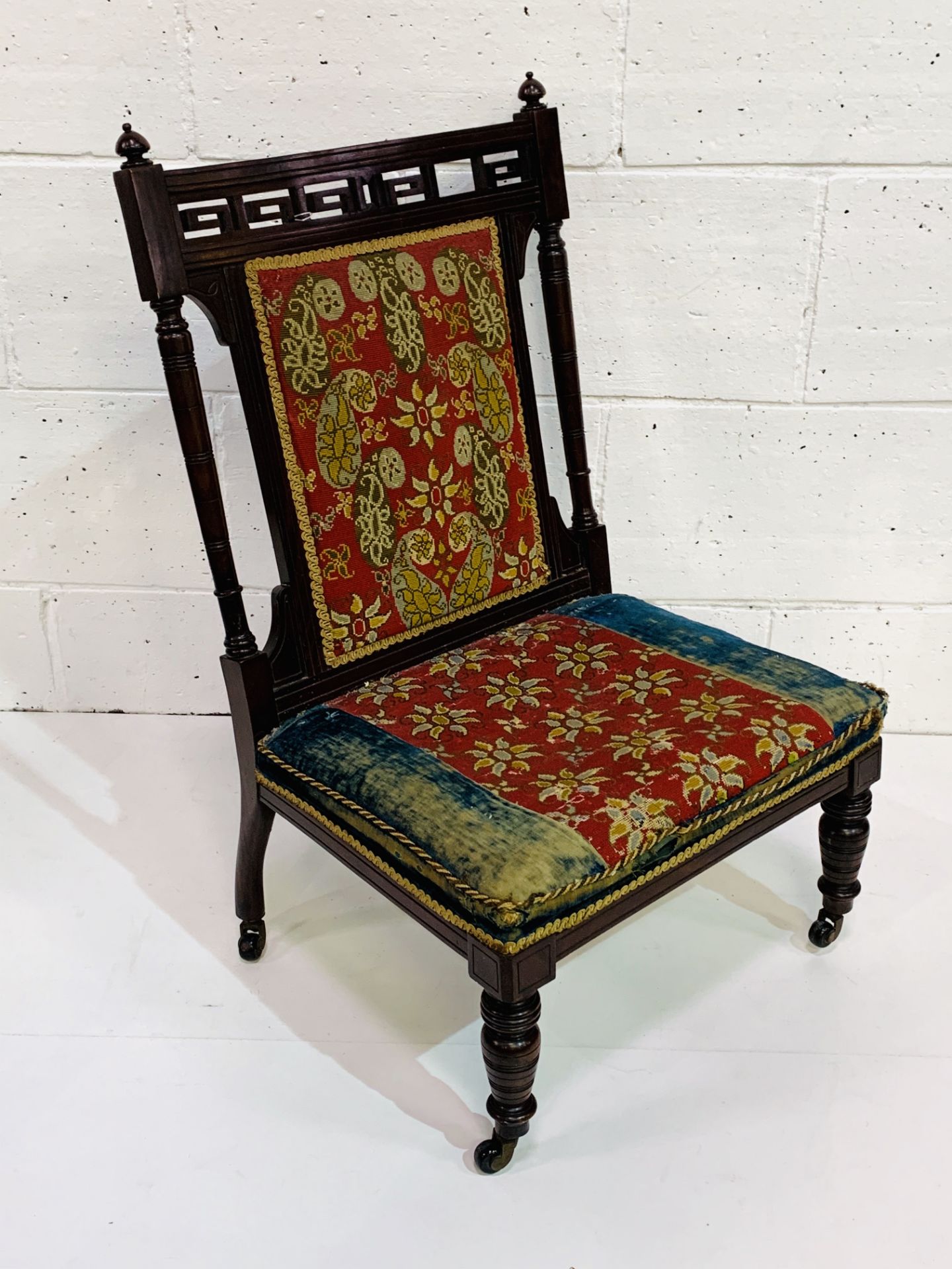 French Mahogany 19th Century nursing chair with original fabric. - Image 2 of 3